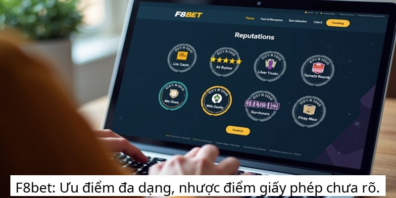 F8bet: Ưu điểm đa dạng, nhược điểm giấy phép chưa rõ.